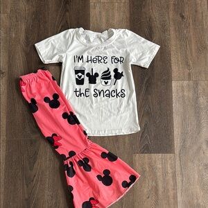 Boutique Disney I’m Here for the Snacks outfit.  Milk silk fabric, size 6/7.